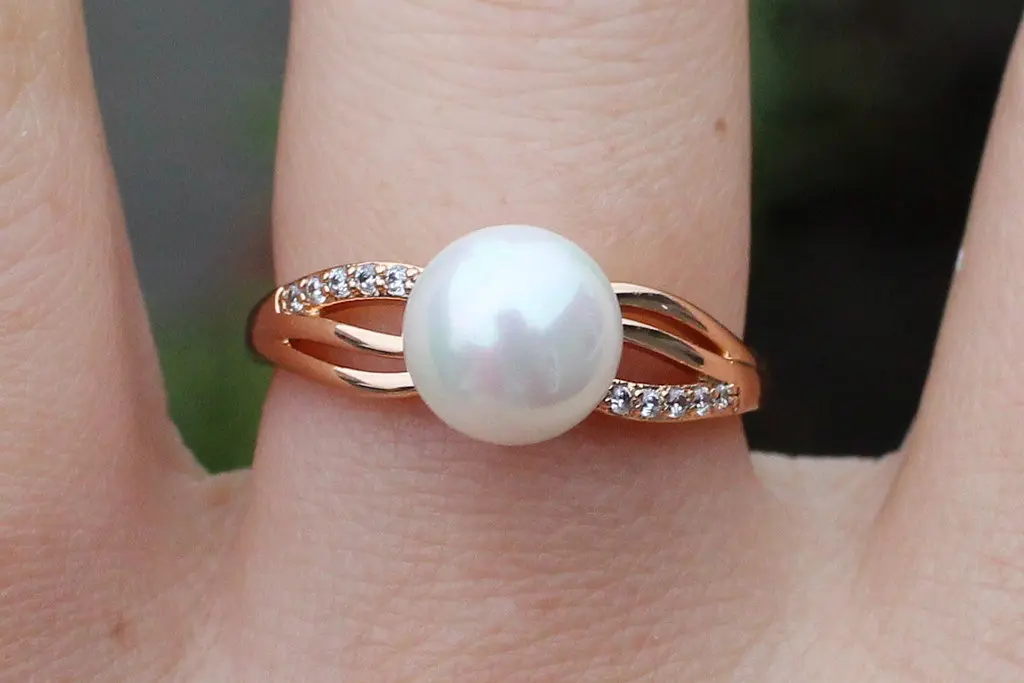 Кільце Xuping Jewelry з перлами 7 мм р 21 золотисте - фото 3