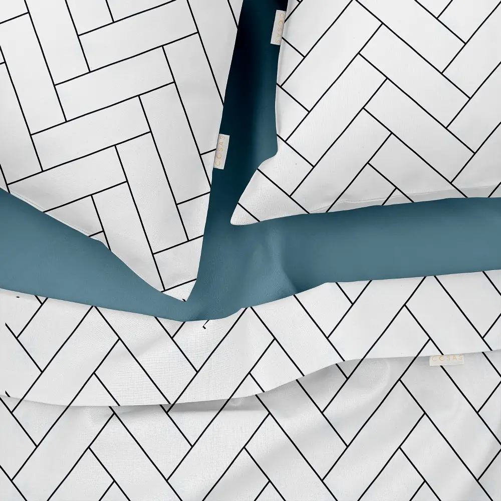 Комплект постельного белья Cosas Geometry CS2 Семейный белый (ParquetWhite_El-Sky_160x2) - фото 3