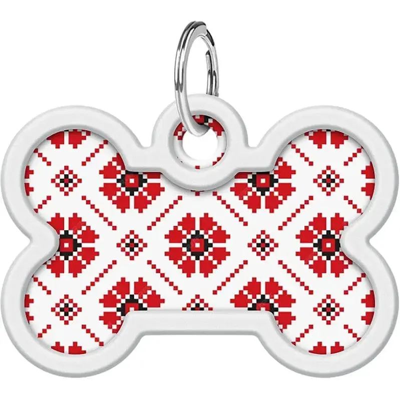 Адресник для собак і котів Waudog Smart ID з QR паспортом Вишиванка 4х2.8 см - фото 2