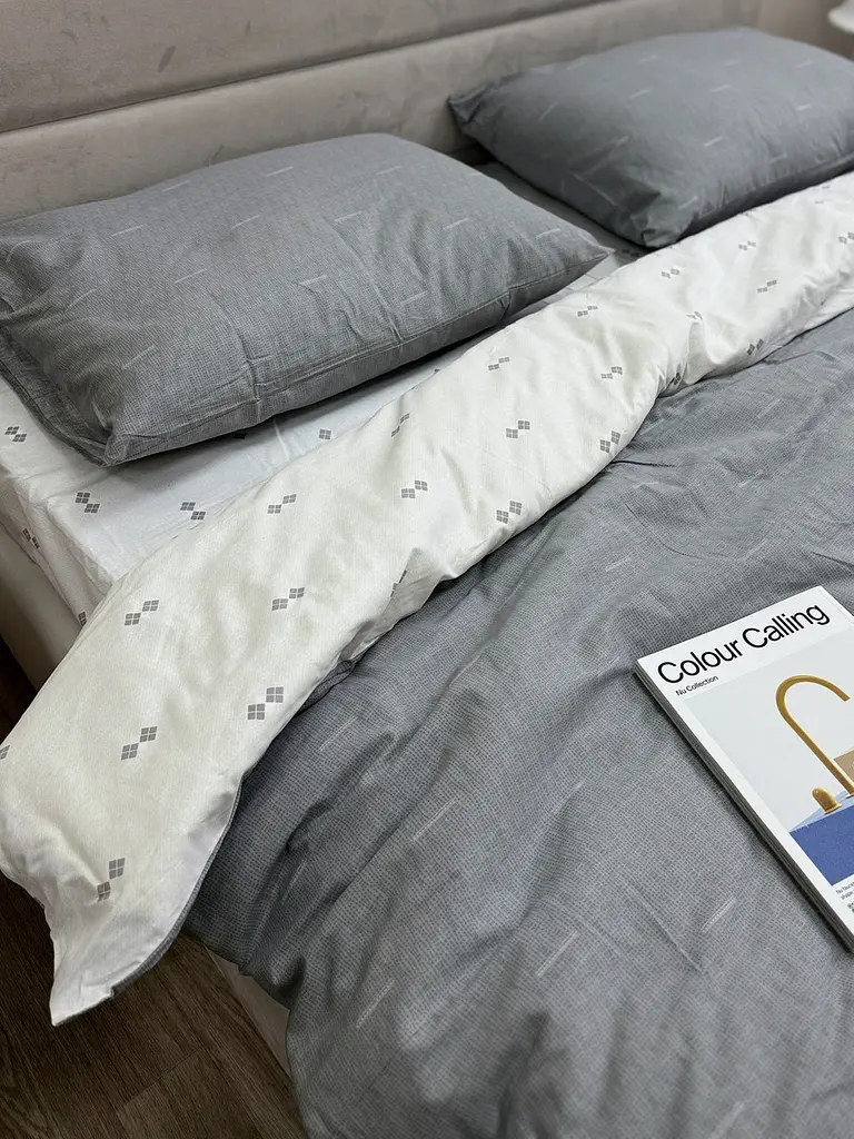 Комплект постільної білизни Ecotton полуторний 150х215 см сіра Полоса 21205 (23672) - фото 10