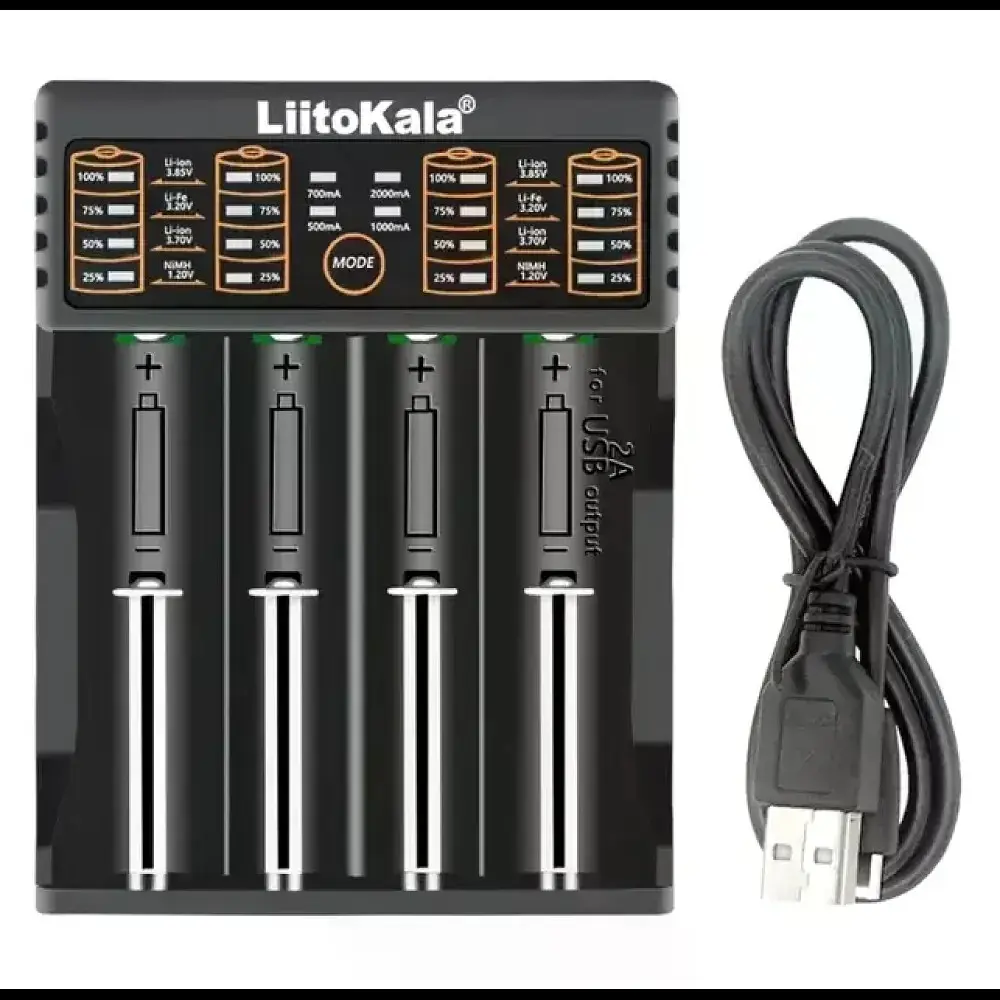 Зарядное устройство для аккумуляторов LiitoKala для 18650, AA, AAA, Li-Ion, Ni-MH, Ni-Cd с дисплеем и функцией Power Bank - фото 3