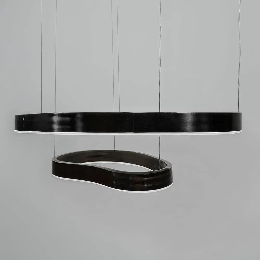 Эффектная черная люстра на 2 яруса 65х55 см и 45х30 см | Ст. PCL006-600*400 BK | Line F - фото 4