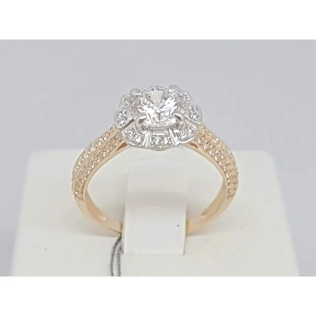 Золоте кільце Харківська ювелірна фабрика з фіанітами Swarovski. 80512-СВ 18,5 - фото 4