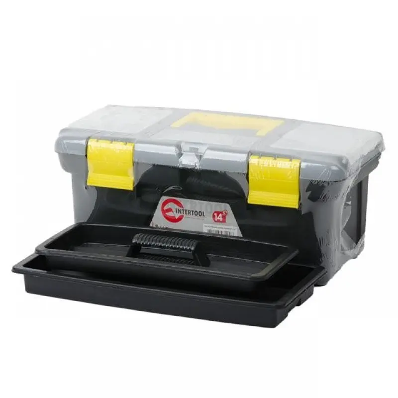 Комплект ящиків для інструментів 3 шт INTERTOOL BX-0303 (ВХ-0310 10"/ВХ-0312 12"/ВХ-0314 14") набір скрині для майстра для біт насадок та інших інструментів 3 контейнери Чорний з сірим жовтим - фото 8