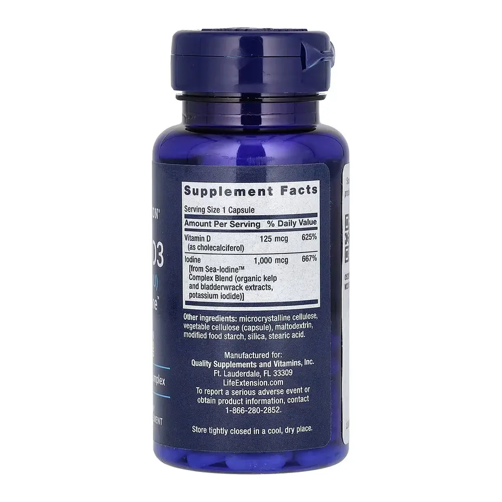 Вітамін Д3 5000 IU з морським йодом Vit D3 with Sea-Iodine 125 mcg (5000 IU) - 60 caps - фото 2