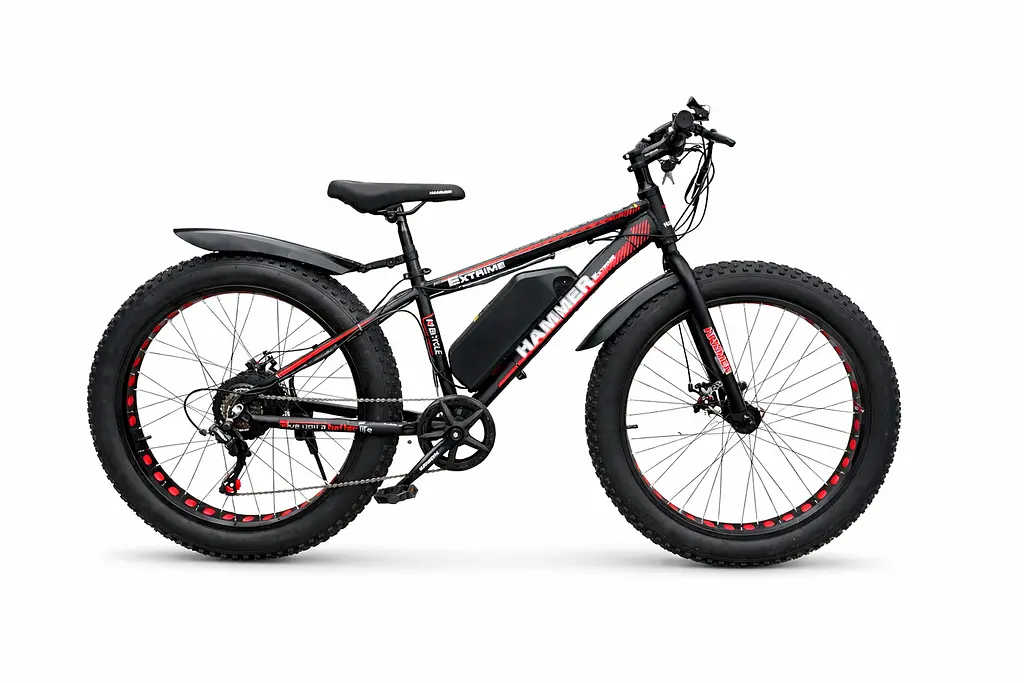 Электровелосипед Hammer Fatbike 26" (1000W 48V 21Ah) Черно-красный - фото 2