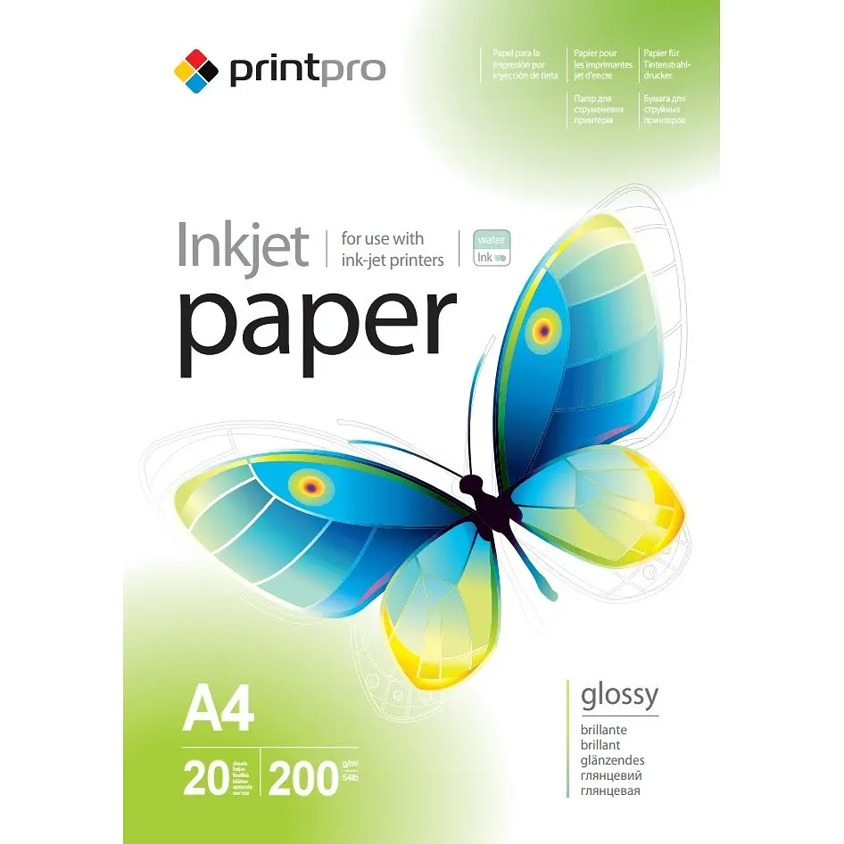 Фотопапір PrintPro глянсовий 200г/м2 A4 20арк (PGE200020A4)