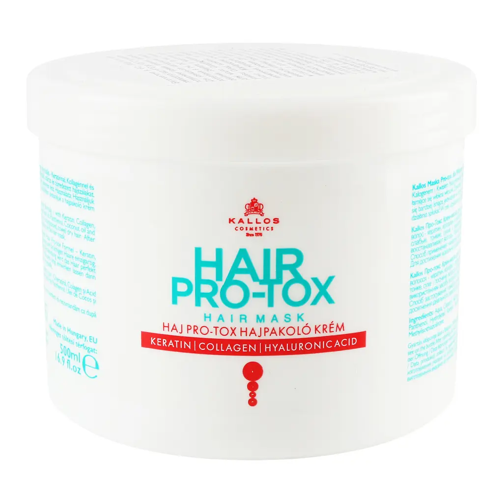 Восстанавливающая маска для волос Kallos Cosmetics KJMN Pro-Tox Hair Mask с кератином, коллагеном и гиалуроновой кислотой 500 мл - фото 2
