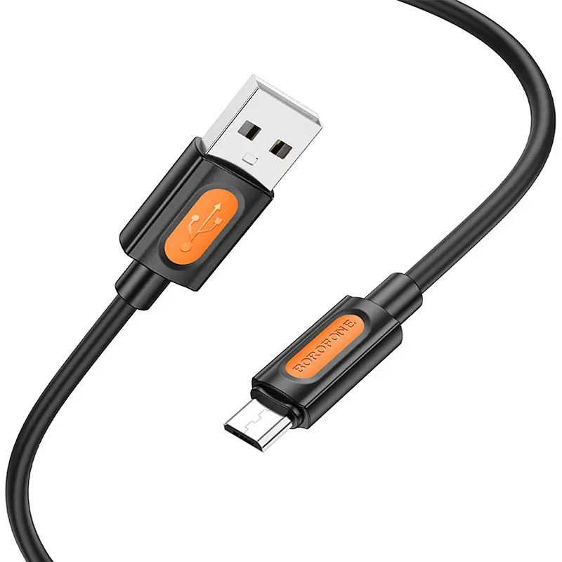 Дата кабель Borofone BX114 Structure USB to MicroUSB 2.4A (1m) Black - фото 3
