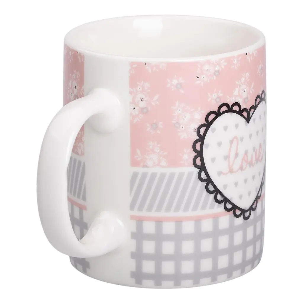 Чашка порцелянова Love 400 мл, сірий з рожевим Liling Rongxiang Ceramic RX-N240143GRE - фото 7