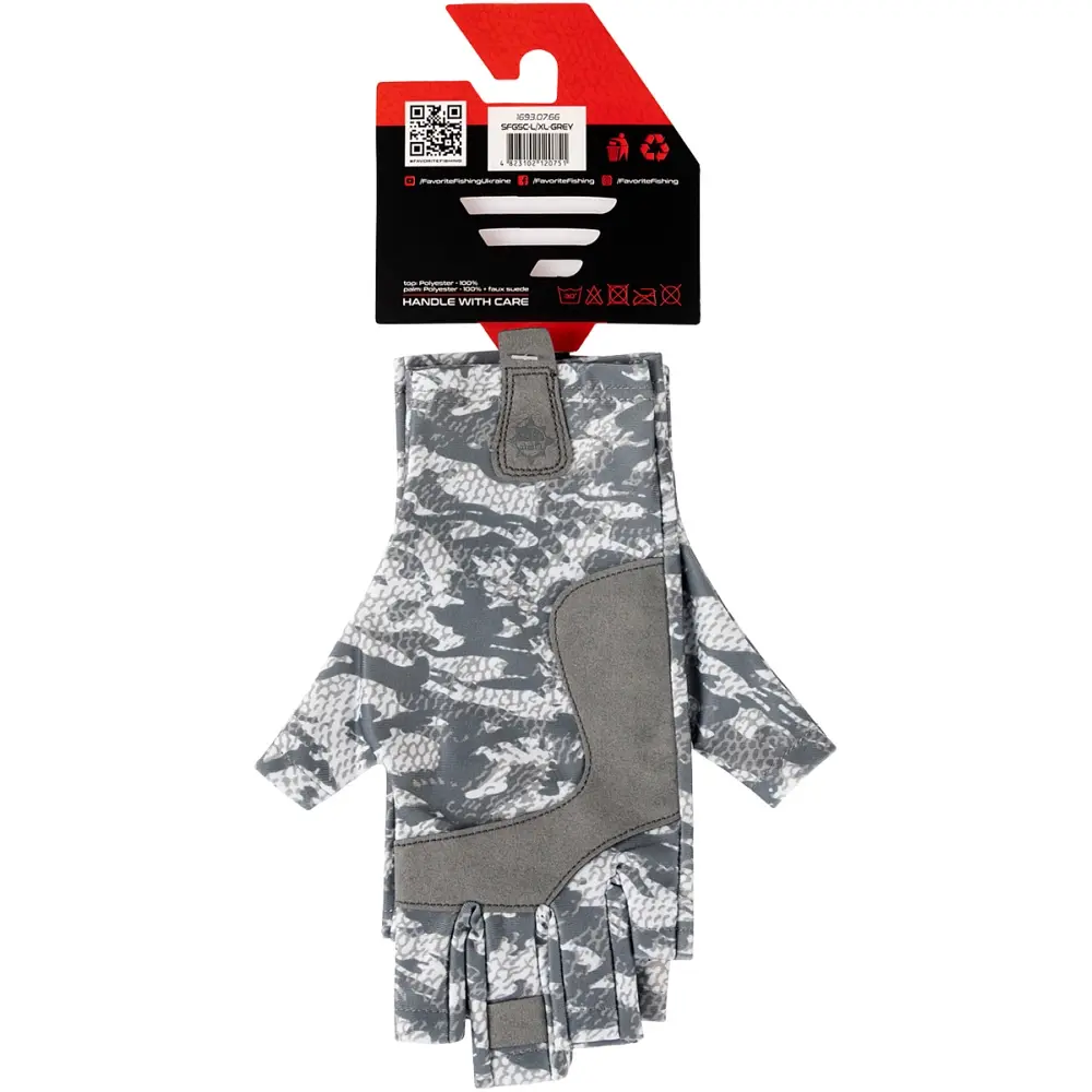 Рукавички Favorite Solar Fishing Gloves 5 Cut S/M к:grey - фото 6
