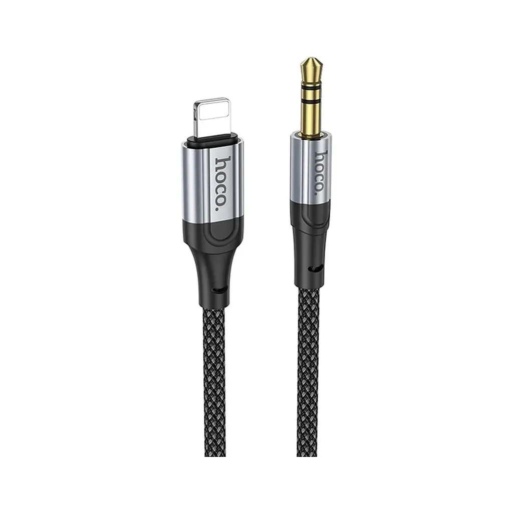 Кабель мультимедійний Lightning to 3.5mm M 1.0m nylon UPA26 black HOCO (6942007608817)