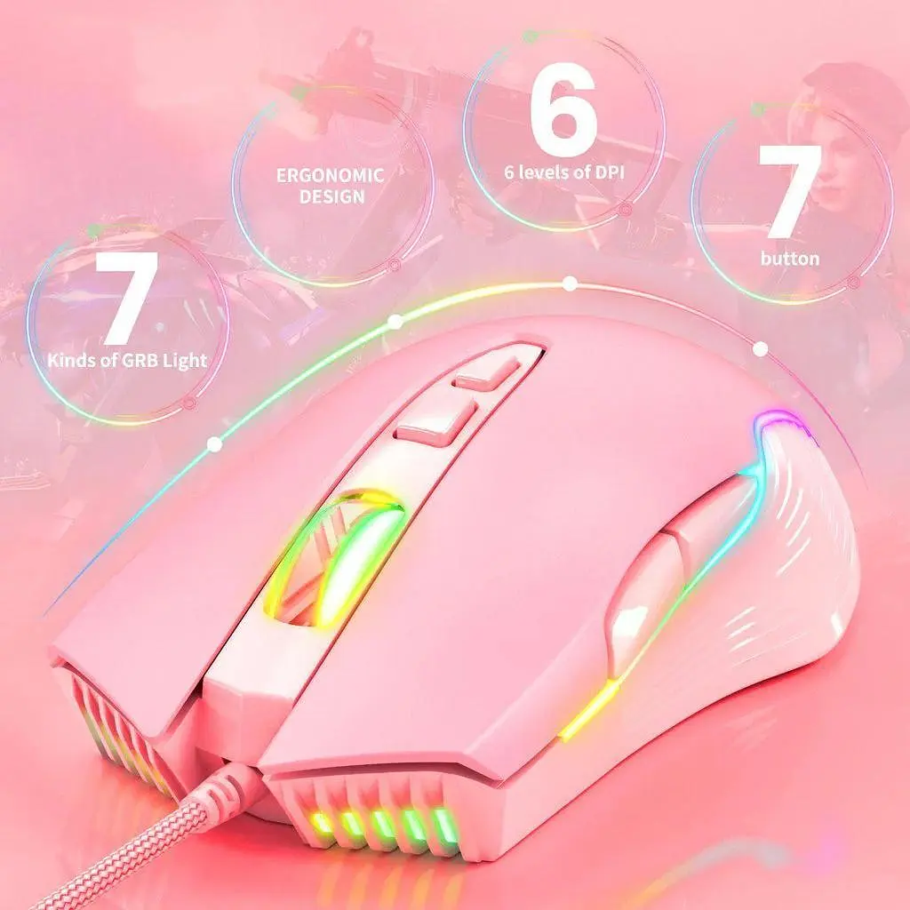 Компьютерная мышка Onikuma для ПК и ноутбука CW98 проводная с RGB подсветкой 6400 DPI 7 кнопок компьютерная - фото 3