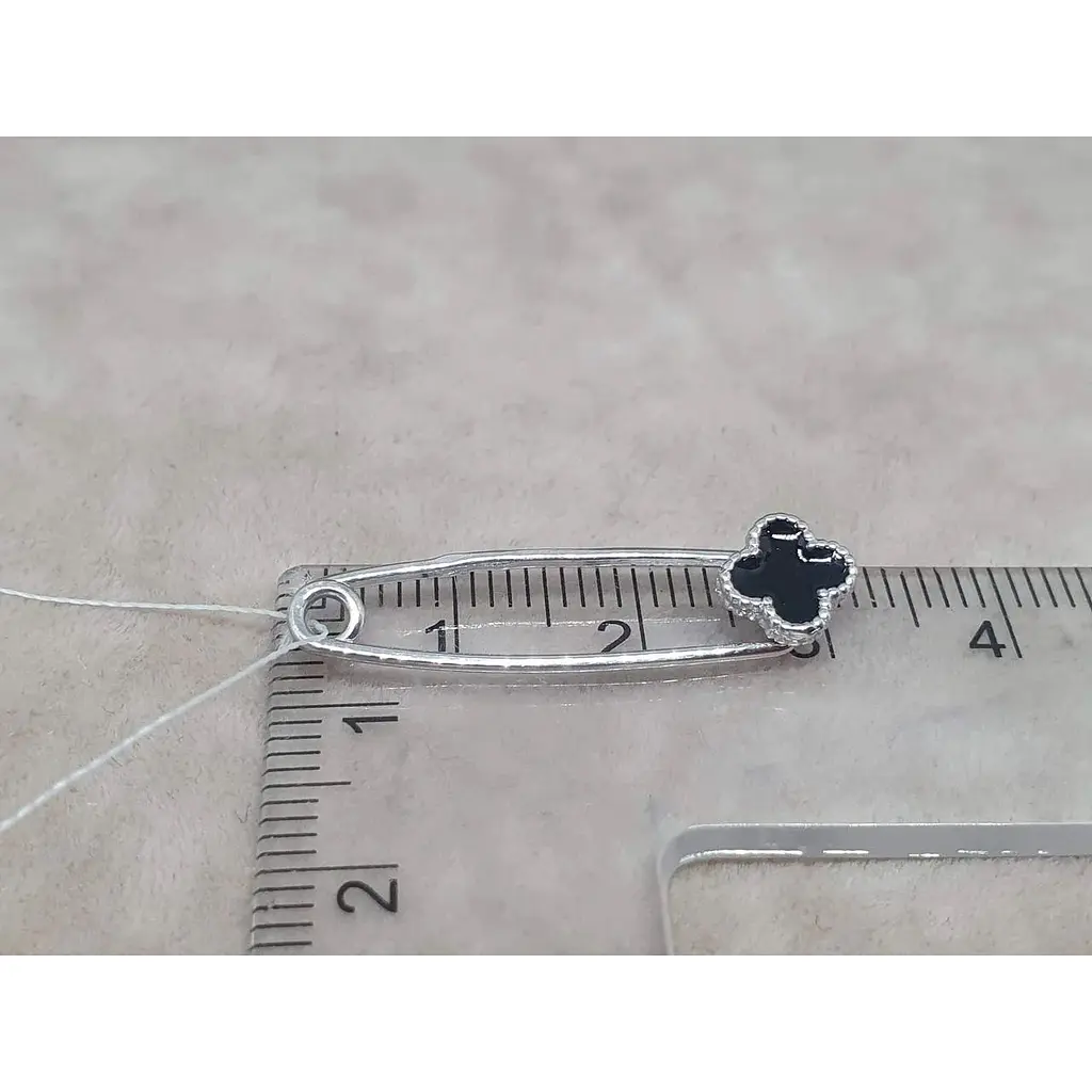 Срібна шпилька Астор Конюшина з емаллю. 9162647 - фото 4