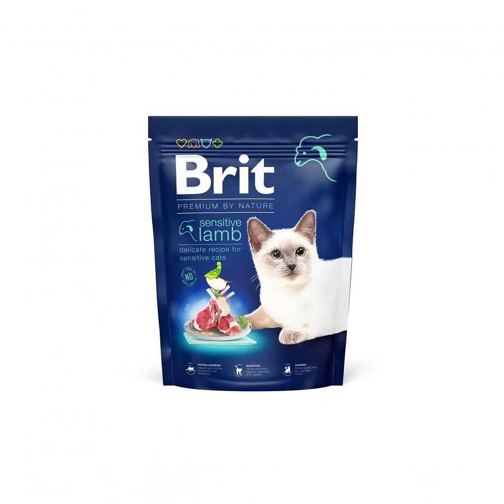 Сухий корм Brit Premium Sensitive Брит для котів із чутливим травленням, з ягням, 300 г (арт.171849)