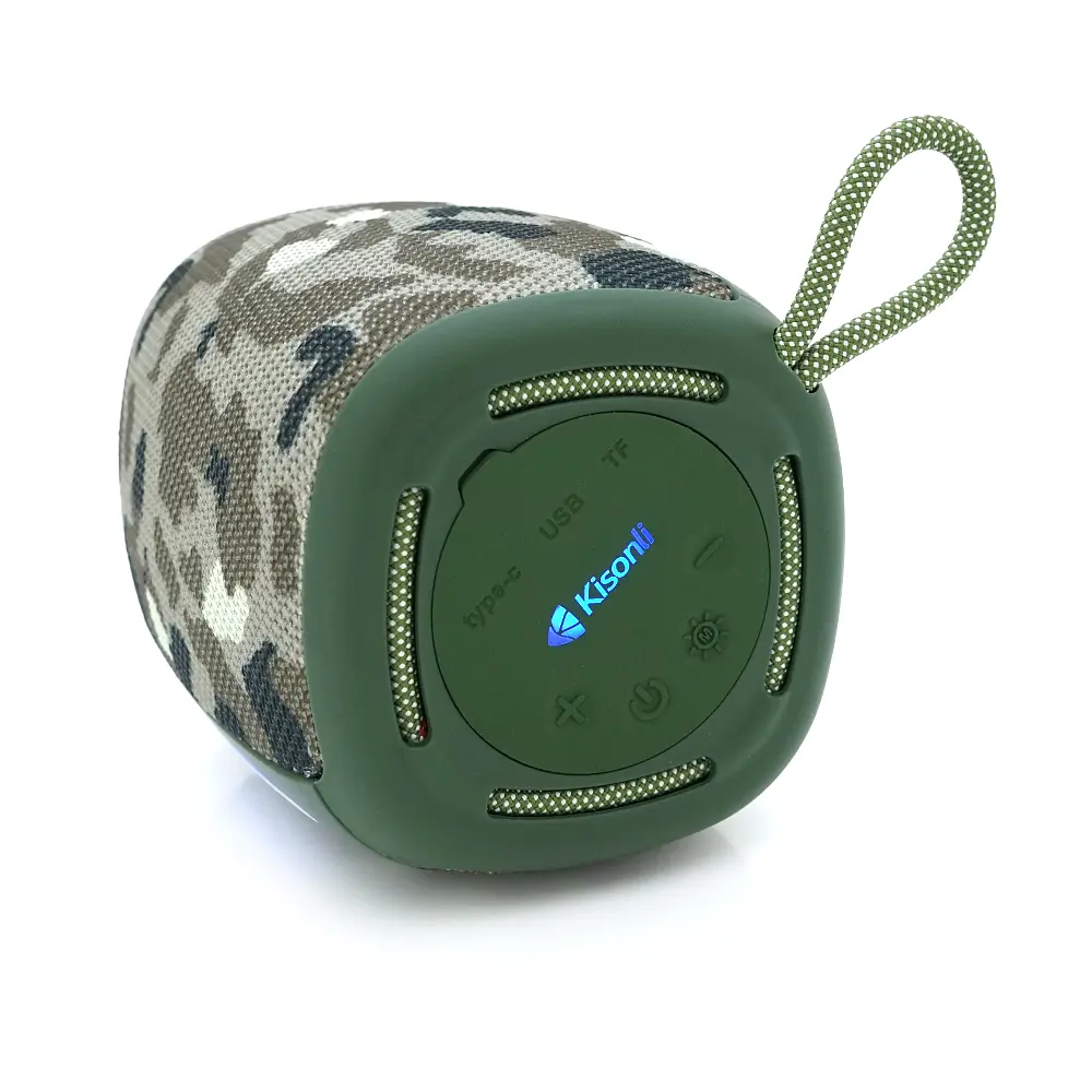 Колонка Kisonli Q17 Bluetooth 5.3, 1х8W, 1800mAh, USB/TF/TWS/FM/BT/LED, DC: 5V/1A, BOX, Camouflage, Q45 - фото 3