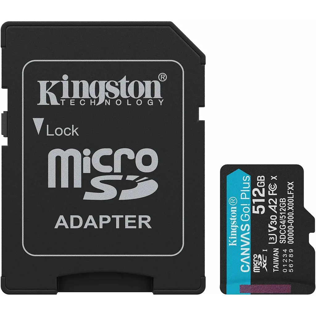 Карта пам'яті Kingston microSDXC Canvas Go! Plus 512GB Class 10 UHS-I U3 V30 A2 + SD адаптер (SDCG4/512GB) [139172] - фото 2