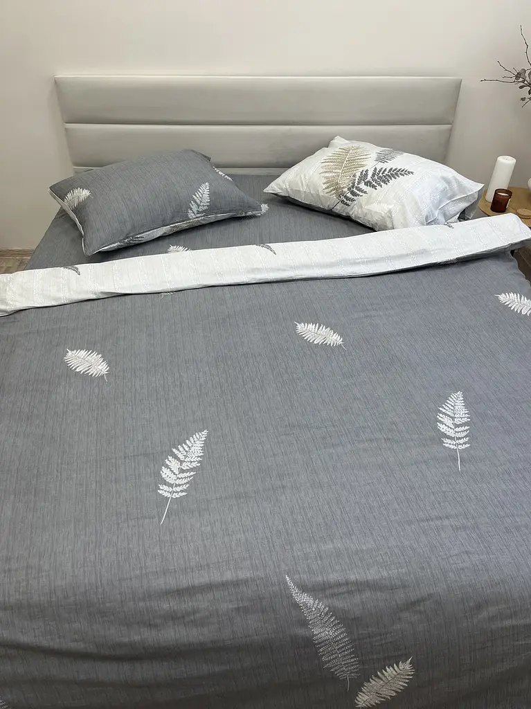 Простирадло без резинки Ecotton Євро 220х240 см із сатину сірого кольору (25356) - фото 8
