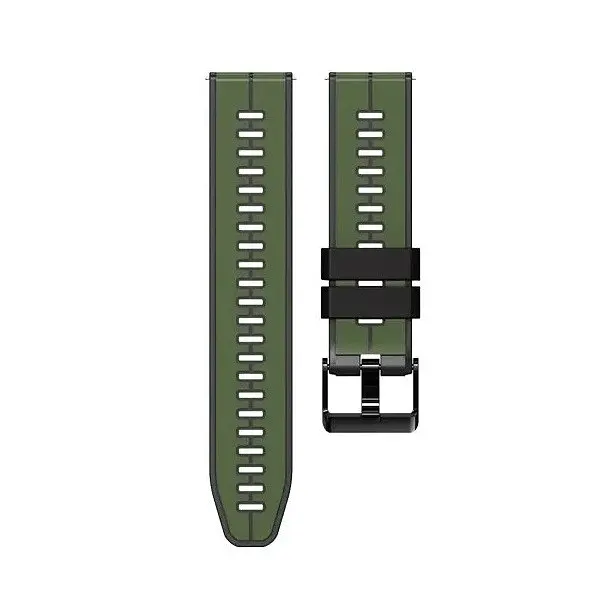 Ремінець силіконовий Tamister для годинника 22 мм хакі з чорним для Xiaomi Watch S1/S2/S3 - фото 2