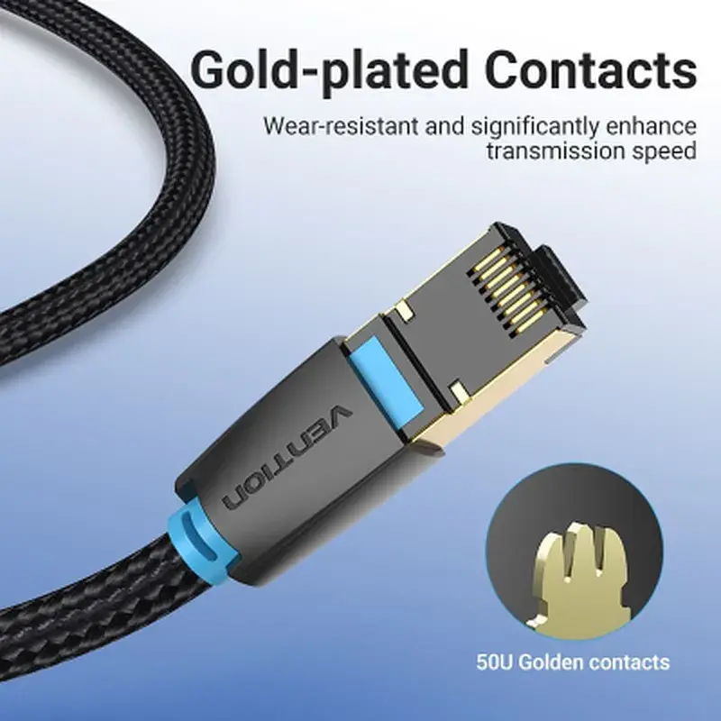 Патч-корд 5м, S/FTP cat 8 RJ-45 COPPER black Vention (IKGBJ) - фото 7