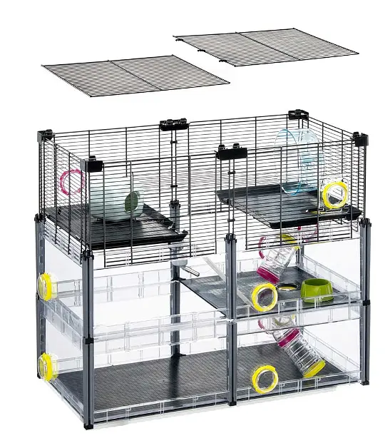 Модульна клітка для хом'яків та мишей Ferplast Multipla Hamster Crystal з аксесуарами чорна 72.5x37.5x62 см 57007617 - фото 5
