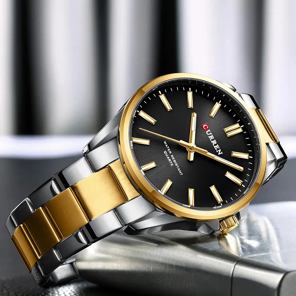 Наручний годинник чоловічий 9090 Silver-Gold-Black Curren acs0031464 - фото 4