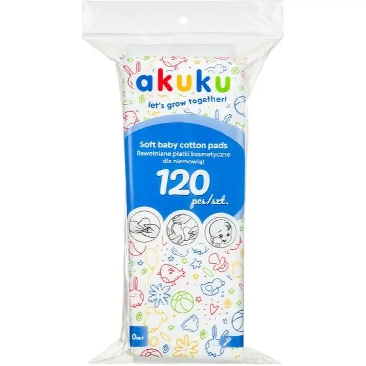 Подушечки для догляду за немовлятами Akuku м'які бавовняні 120 шт. (A0714)