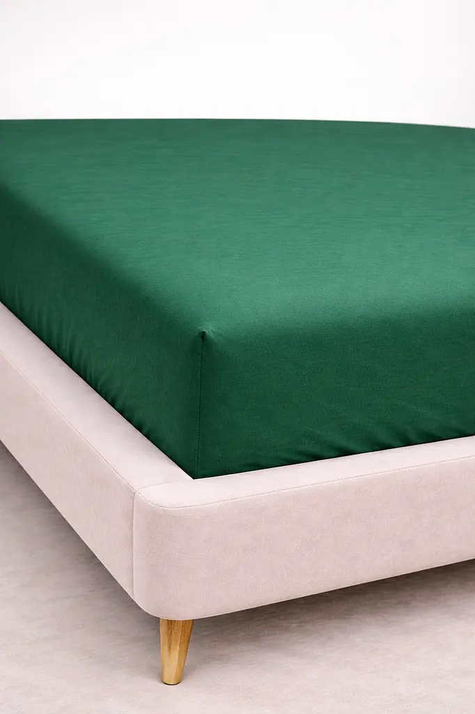 Простирадло на резинці Ecotton 180х200 см фланель бавовняне Green зеленого кольору (25567)