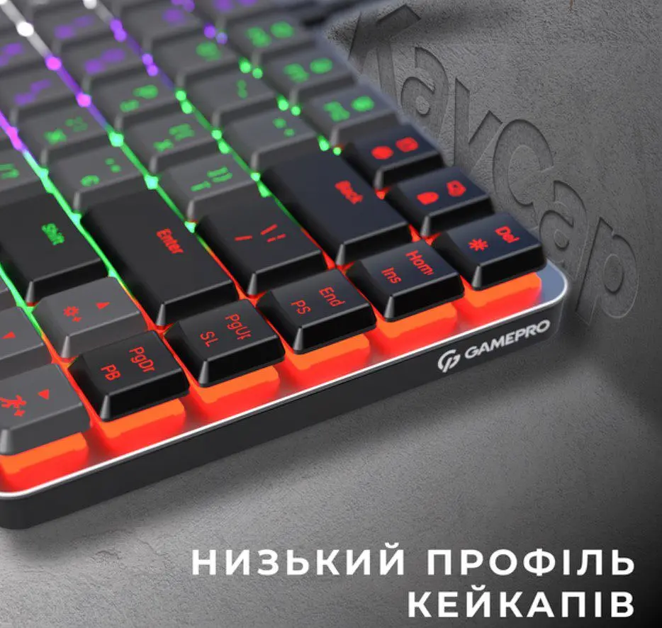 Клавіатура ігрова механічна GamePro MK-140R USB Red Swich Low Profile Dark Gray - фото 6