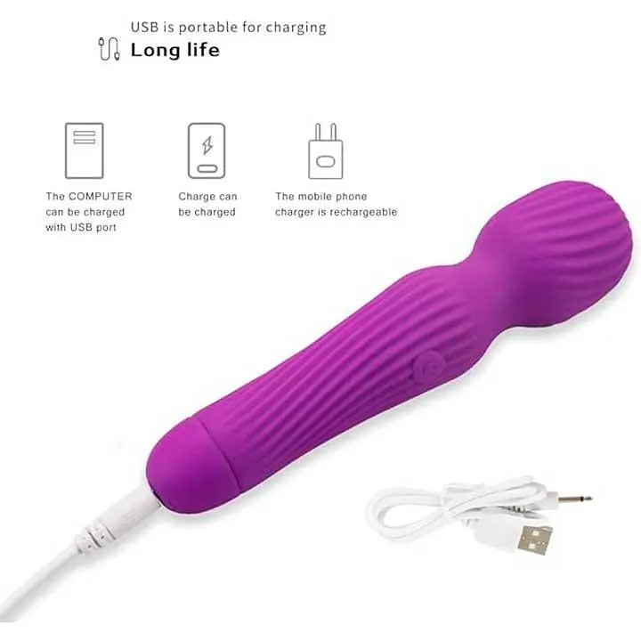 Вібратор 10 режимів вібрації ребристий кліторальний силікон USB зарядка фіолетовий - фото 6