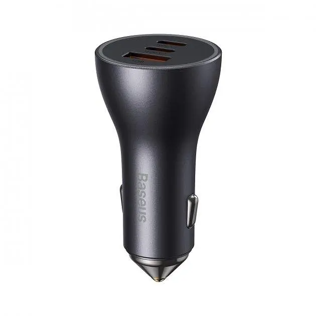 Автомобільний зарядний пристрій Baseus золотистийen Contactor Triple Fast Charger 65W 2xUSB-C/USB-A Dark сірий - фото 2