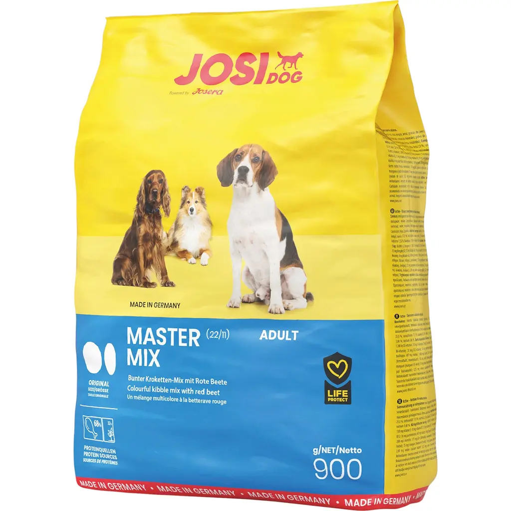 Сухий корм для дорослих собак всіх порід JosiDog Master Mix мікс різнокольорових крокет з домашньою птицею 900 г