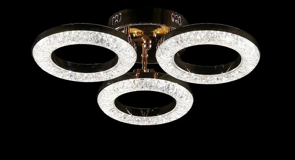 Люстра стельова LED Splendid Ray LT8003/3, 80W, золото, білий, сучасний стиль з пультом, димер - фото 2