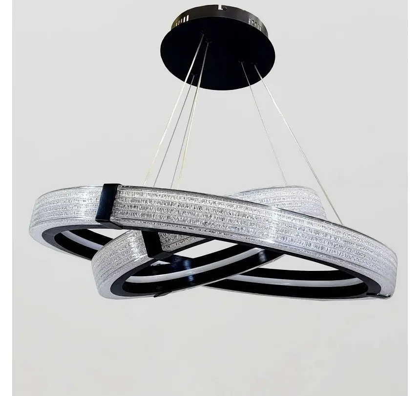 Світлодіодна люстра підвісна Artlight MB240118/60+40BK з двома чорними кільцями, 128W - фото 2