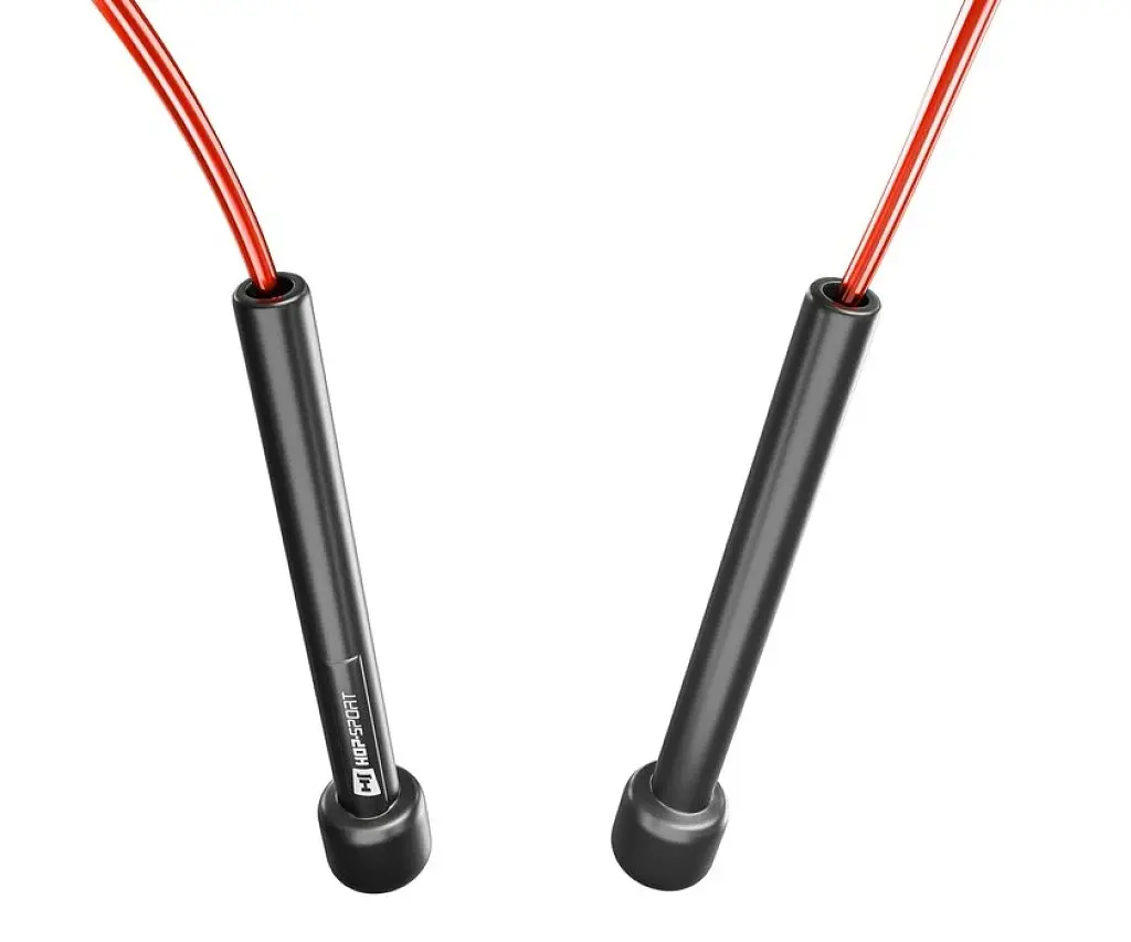 Скакалка Hop-Sport Crossfit HS-P025JR с пластиковыми ручками красная - фото 2