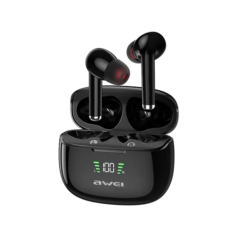 Бездротові Bluetooth навушники Awei TA8 із зарядним чохлом чорні - фото 4