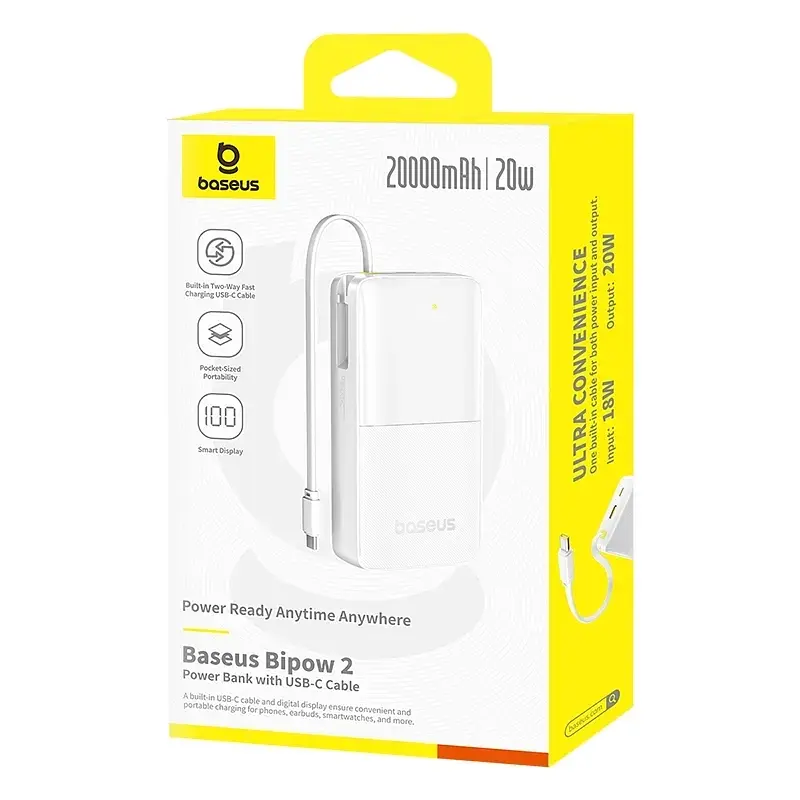 УМБ Baseus Bipow 2 20000mah 20W Moon White P10077101213-01 - фото 2
