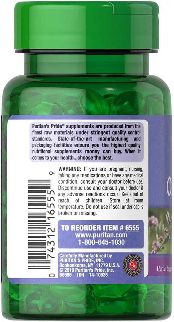 Натуральная добавка Puritan's Pride Oil of Oregano 150 mg, 90 капсул - фото 2