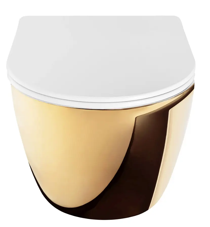 Підвісний унітаз Rea Carlo Mini Tornado NF безободковий 49x36,5 см gold із кришкою white REA-C6808 - фото 3