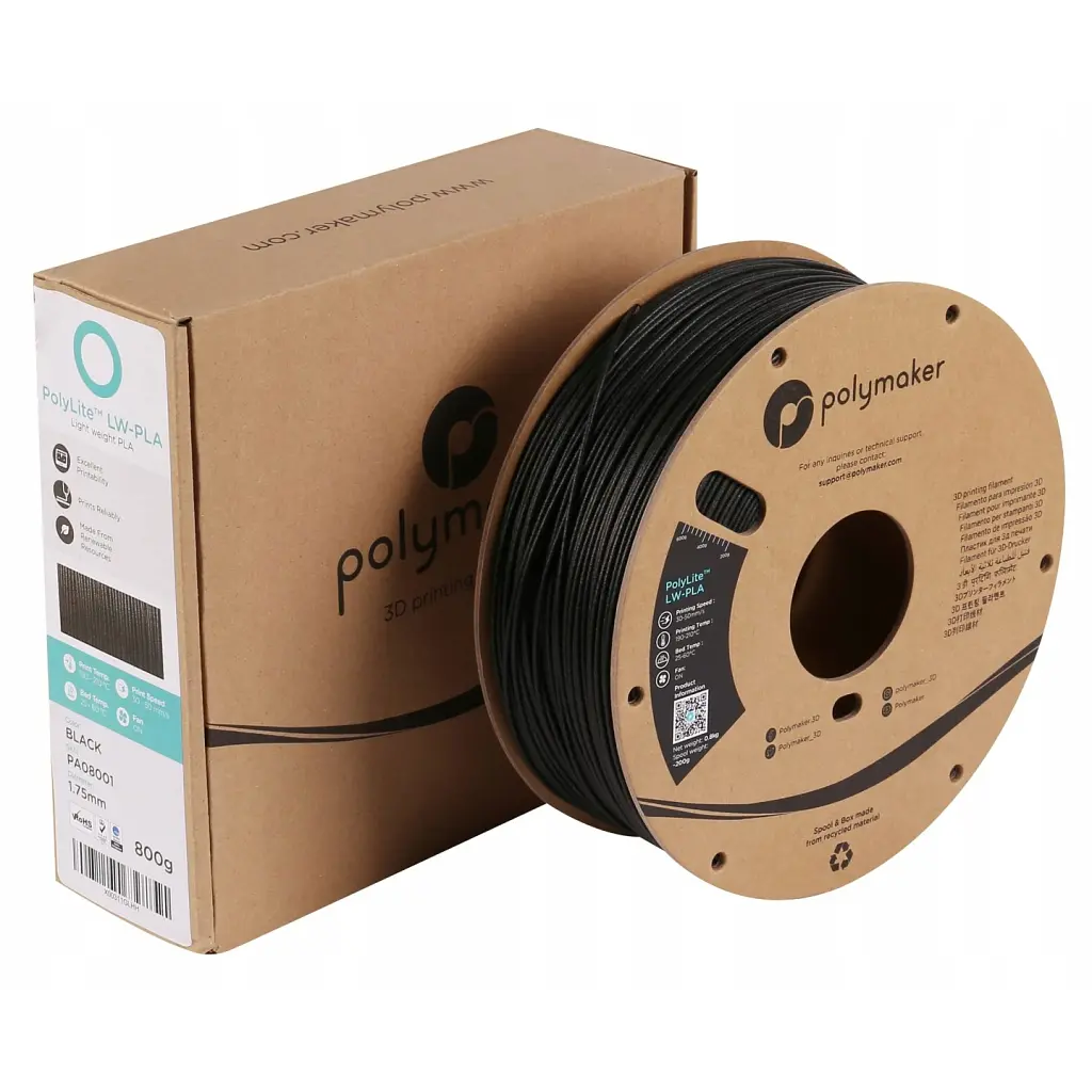 Пластик для 3D-принтера Polymaker PLA POLYLITE LW 1.75 mm 0,8kg BLACK (PA08001) - фото 4