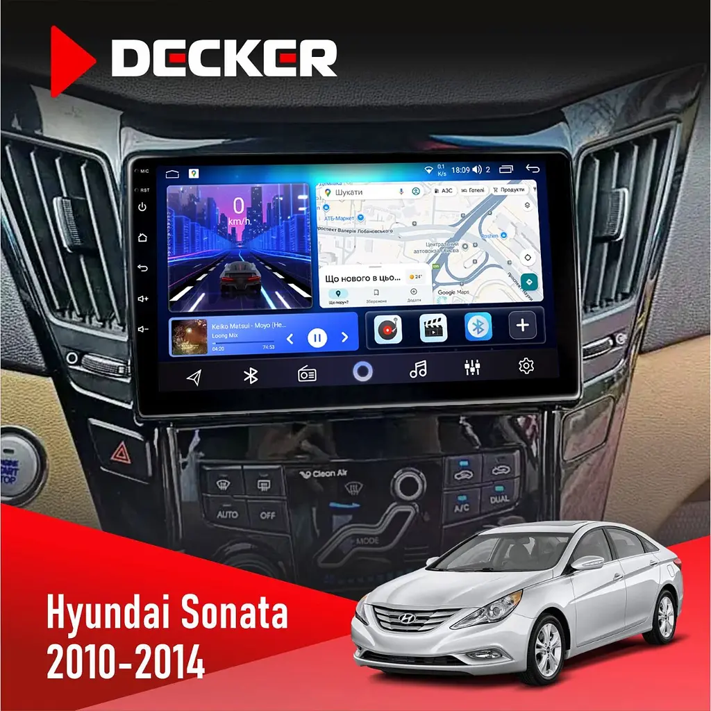 Штатна магнітола Hyundai Sonata (YF) 2010-2014 CAN Decker D9-006 4x64, 4G Decker (НФ-00003624)