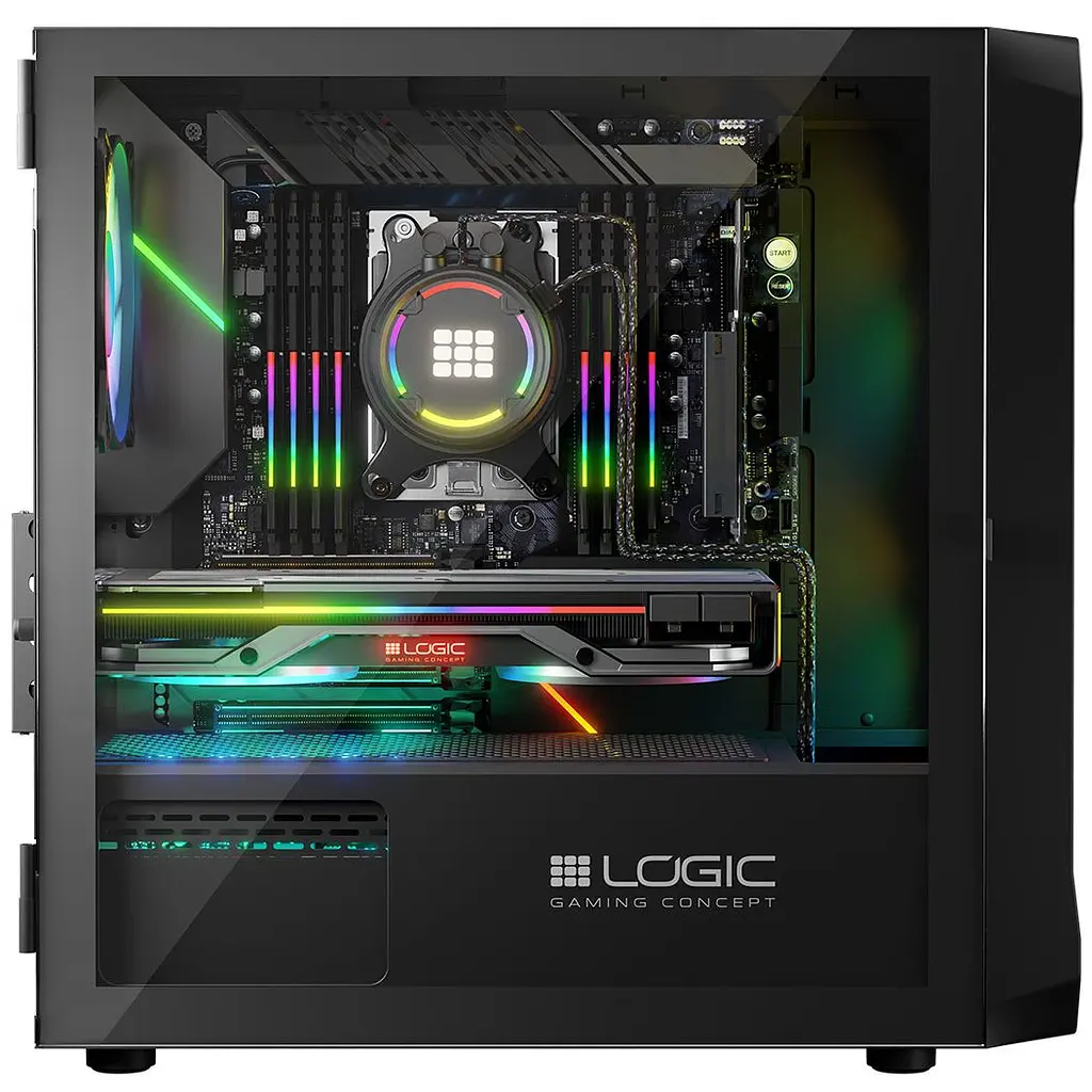 Корпус LogicConcept PORTOS MESH+GLASS ARGB fans 3x120mm BLACK без БП mATX - фото 6