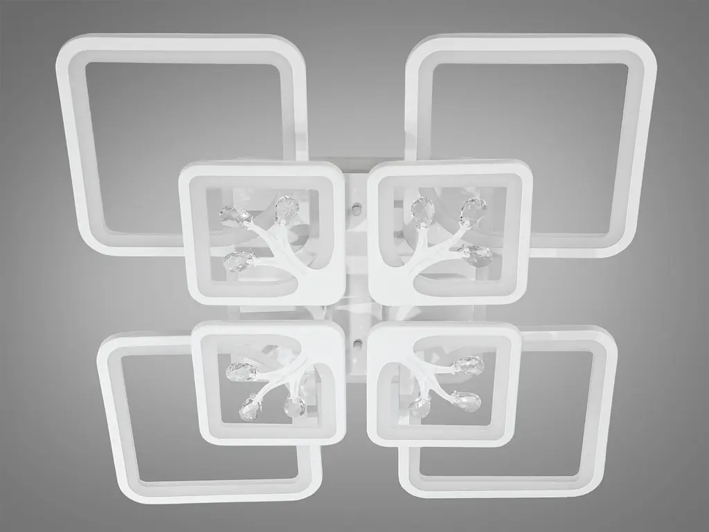 Стельова LED-люстра Diasha 8157/4+4WH 190W, 60x60x12 см, 3 кольори світла, диммер, пульт - фото 5