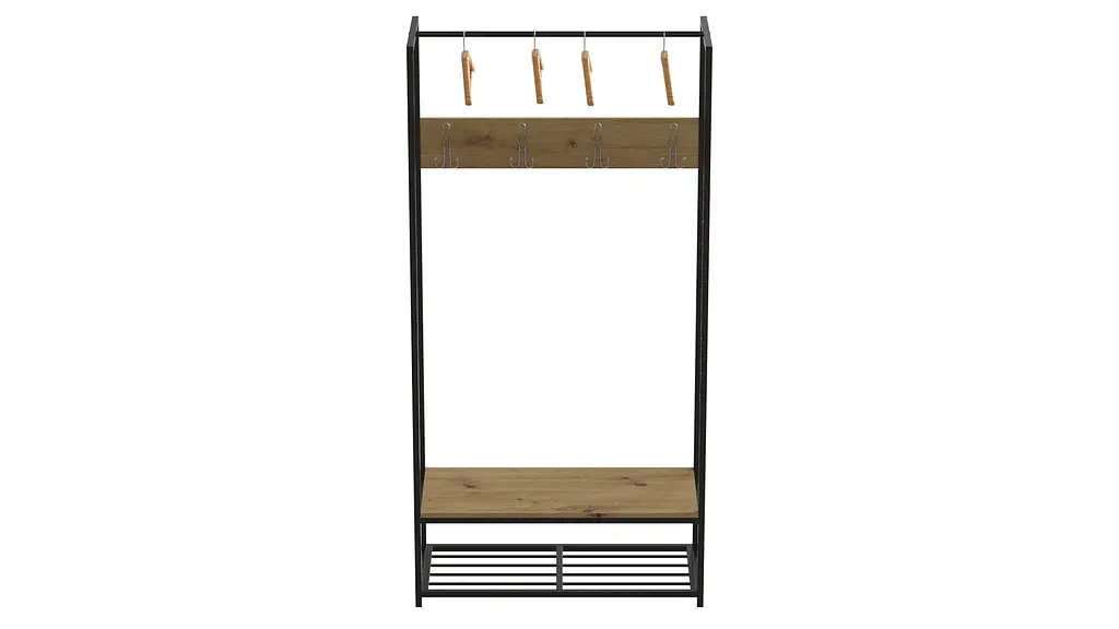 Вешалка модульная напольная Ferrum-decor Трелис 13 180x90x38 черный ДСП Дуб Артизан 16мм (FRD-104327) - фото 4