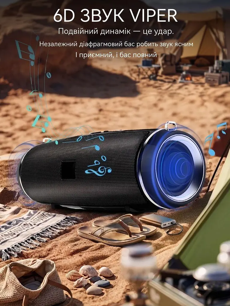 Портативна Bluetooth-колонка Charge Mini 4 Black, бездротова акустика (49675835) - фото 7