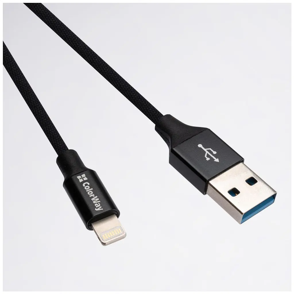 Дата кабель USB 2.0 AM to Lightning 1.0m black ColorWay (CW-CBUL004-BK) - фото 3