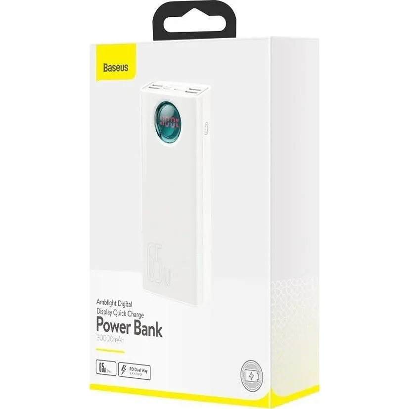Внешний аккумулятор (Power Bank) Baseus Amblight Quick Charge 65W 30000 mAh White (PPLG-A02) - фото 5