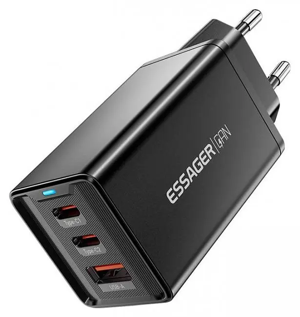 Зарядное устройство для EssagerKolsang 67w GaN Travel Charger 3 порта 2C + A черный - фото 2