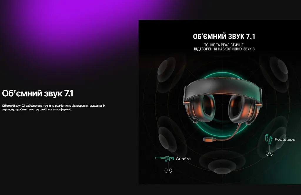 Ігрові навушники з мікрофоном Fifine H-6P RGB USB 7.1 Pink - фото 6