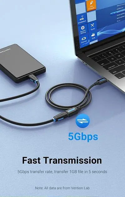 Кабель Vention USB 3.0 - OTG USB3.0 0.5 м Black (CBHBD) - фото 4